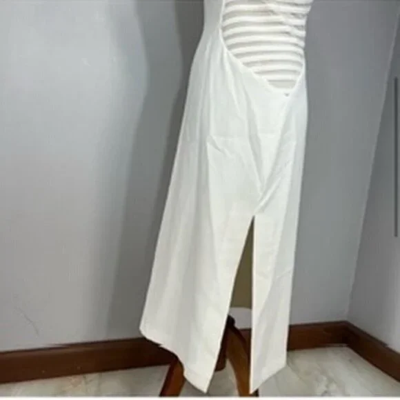 NWT Halston Heritage white bodycon cut-out midi dress sweetheart bachelorette - Picture 9 of 9